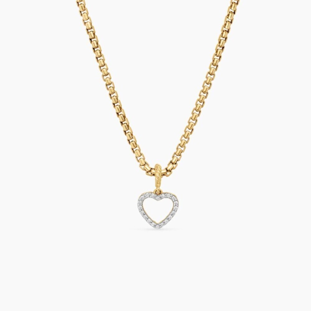 David Yurman Gold Openwork Heart-Shaped Diamond Necklace